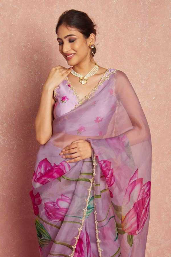 Soft Organza Saree With Beautiful Floral Print