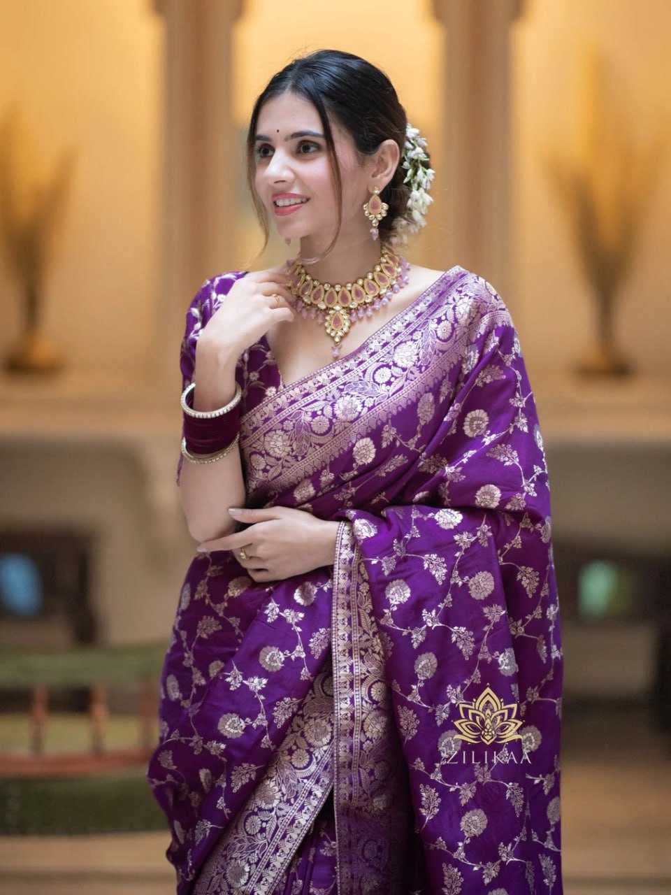 Elegant Banarasi Soft Silk Saree with heavy Brocade Work