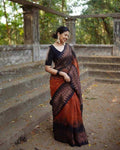 Traditional Red & Black Cotton Saree