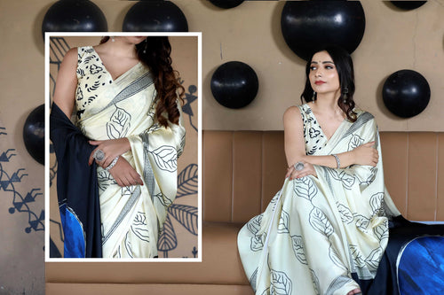 Elegant Japan Satin Saree with Digital Print