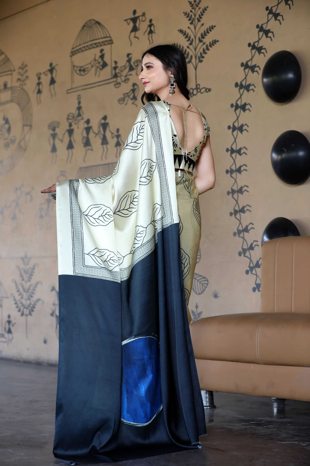 Elegant Japan Satin Saree with Digital Print