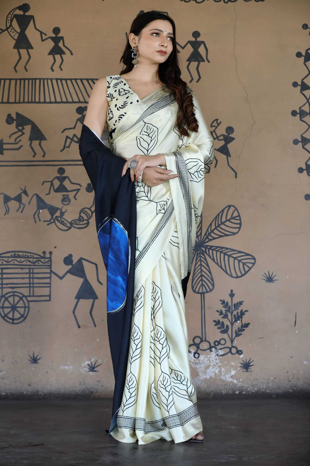 Elegant Japan Satin Saree with Digital Print