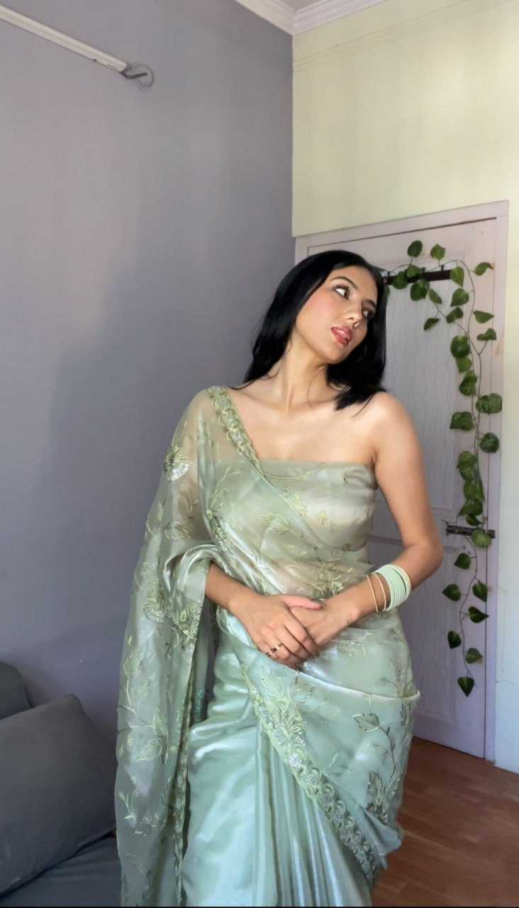 Pista Jimmy Choo Saree With Embroidery Viscose Thread
