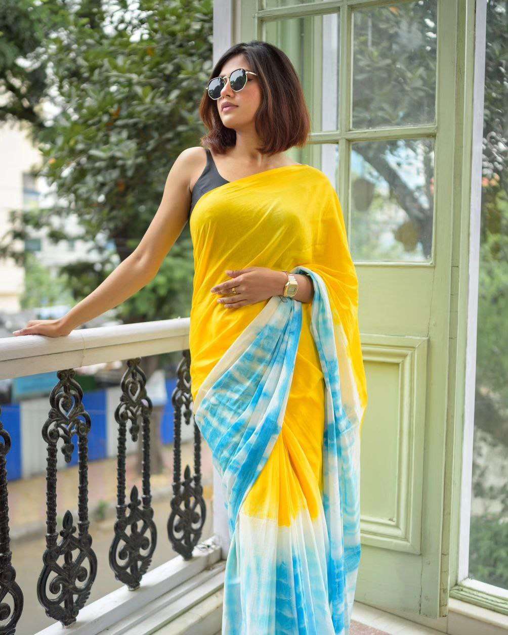 Elegant Plain Linen Saree