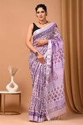 Hand Block Printed Linen Cotton Saree