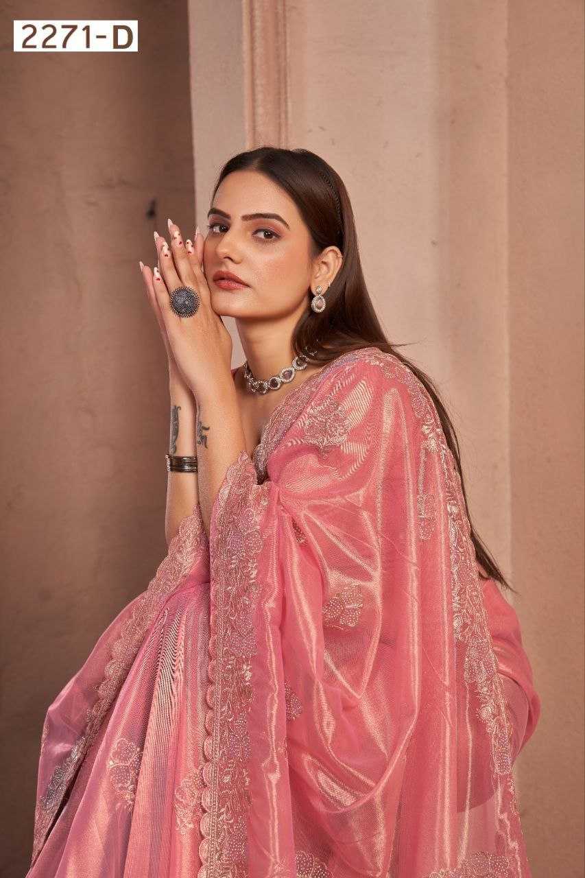 Shimmer Silver Net Saree With Swarovski Work