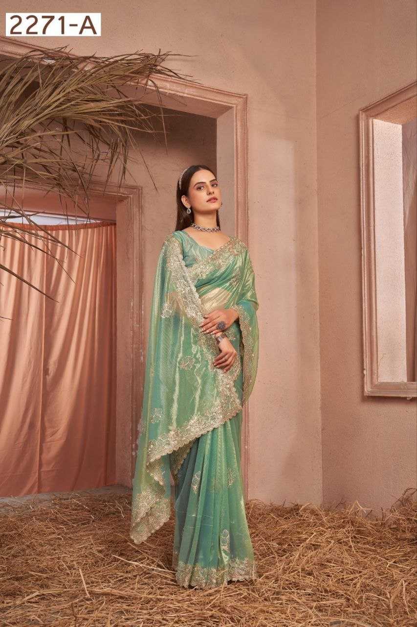 Shimmer Silver Net Saree With Swarovski Work
