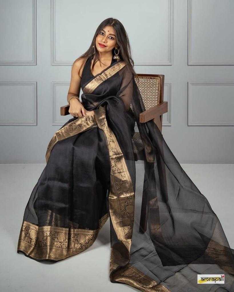 Soft Plain Nylon Organza Saree