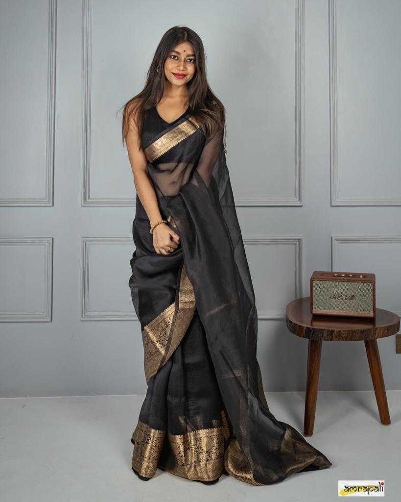 Soft Plain Nylon Organza Saree