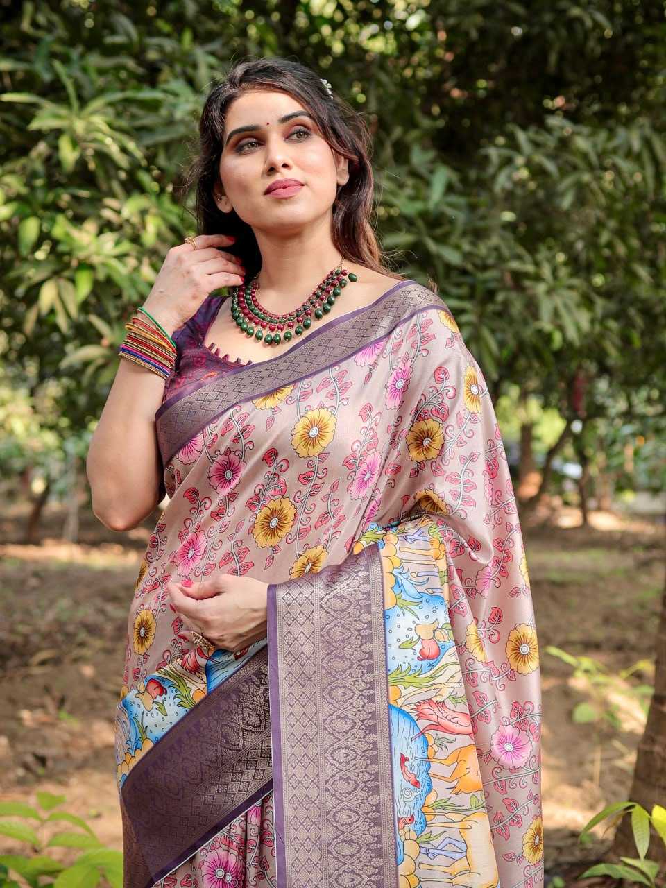 Stylish Pink Pure Silk Saree