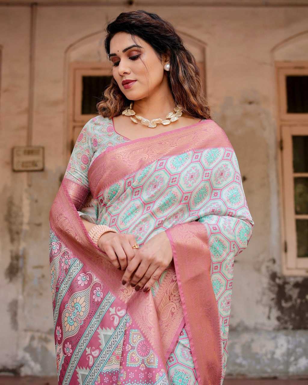 Multi Color Pure Silk Saree