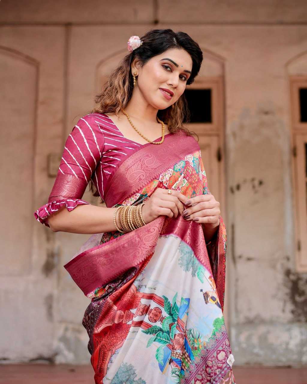 Pink Pure Silk Saree