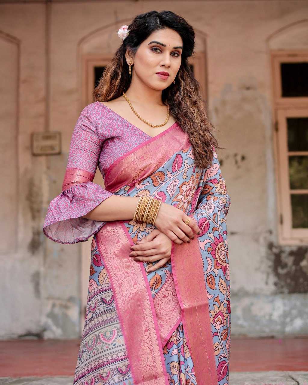 Multi Color Pure Silk Saree