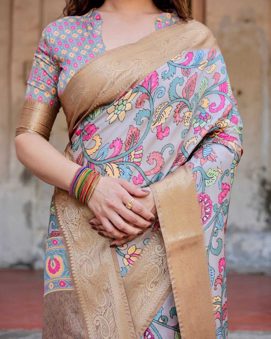 Multi Color Pure Silk Saree