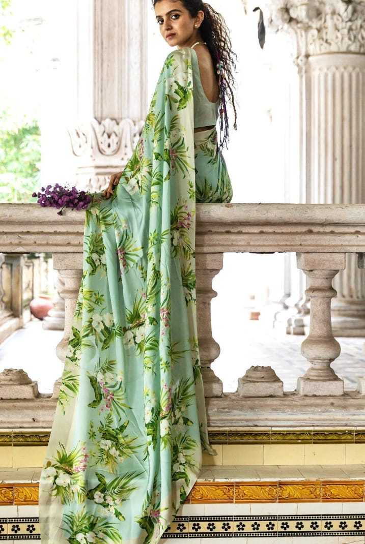 Chic Japan Satin Saree With Digital Print