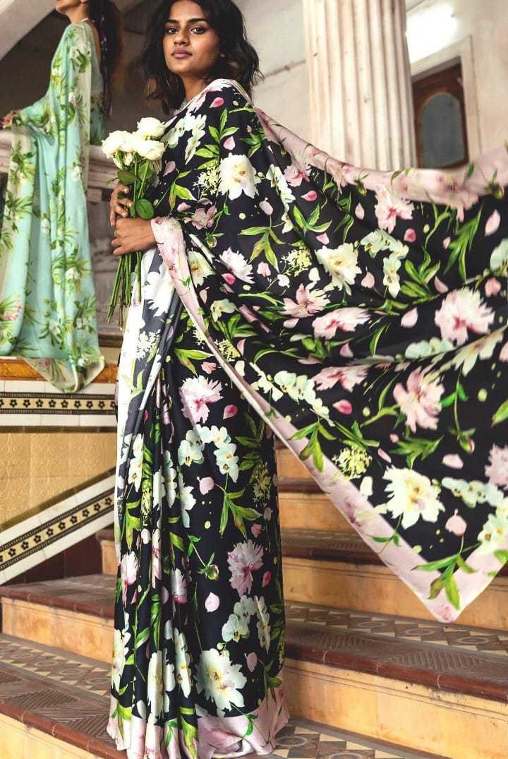Chic Japan Satin Saree With Digital Print