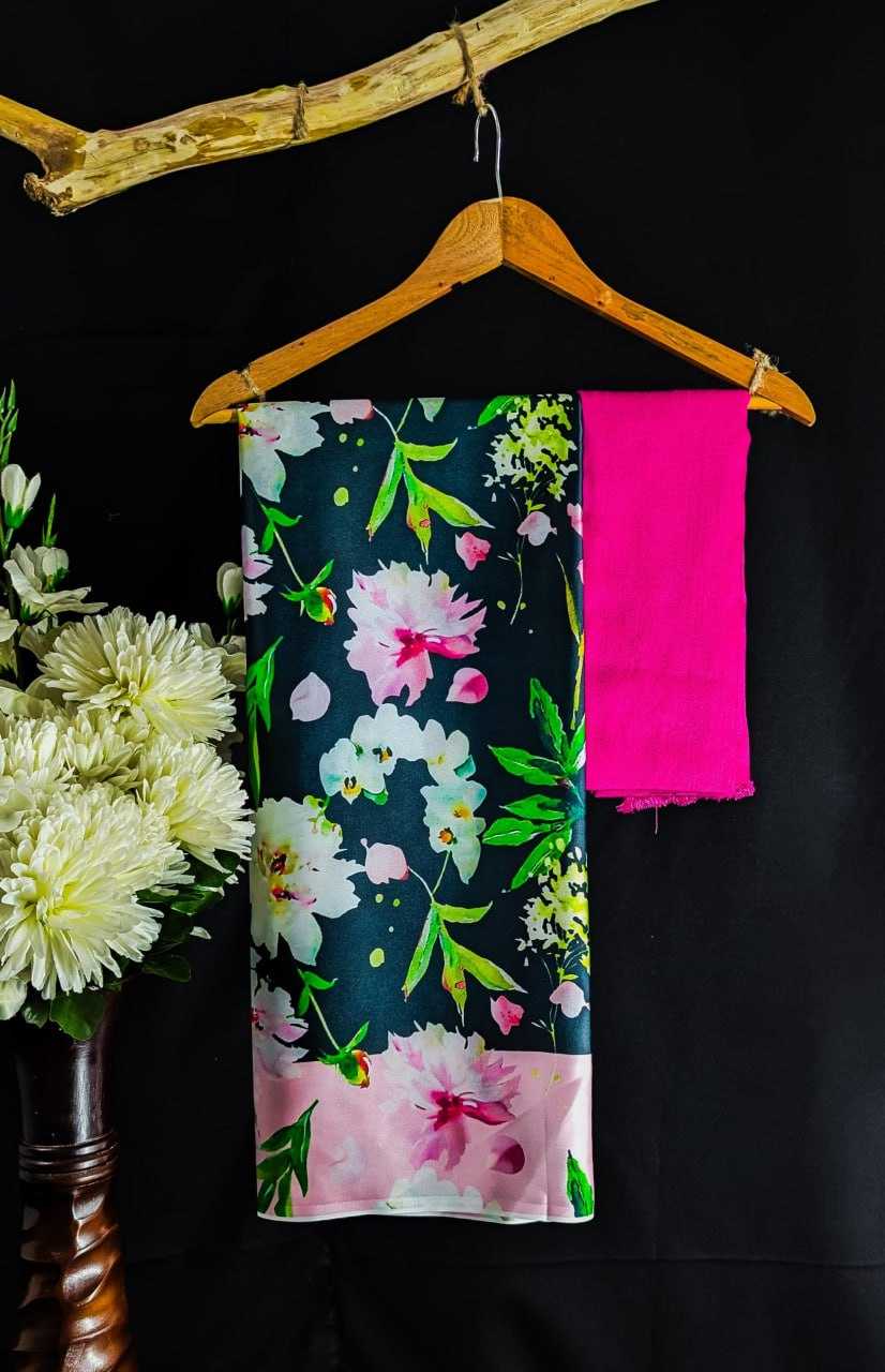 Chic Japan Satin Saree With Digital Print