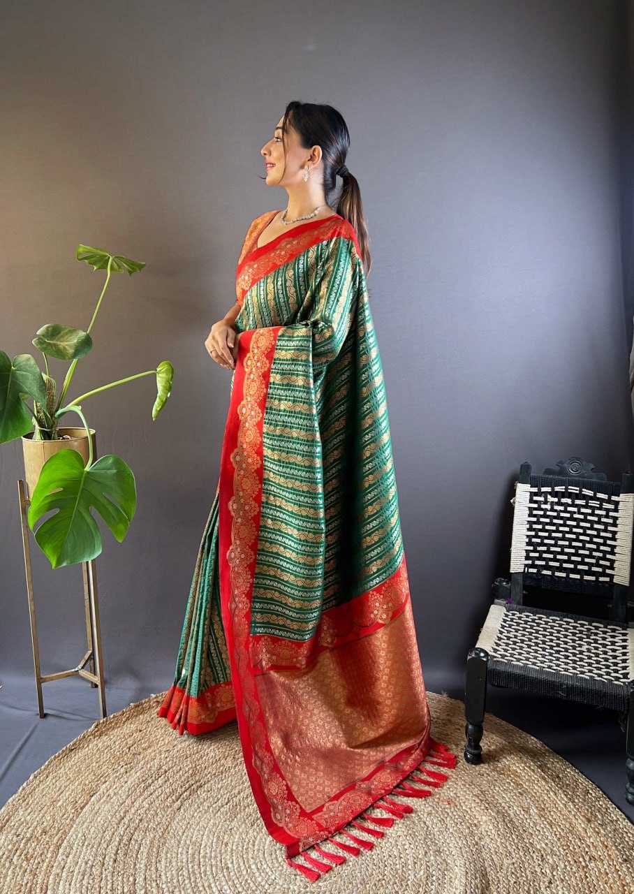 Soft Silk Saree with Zari Lining All Over