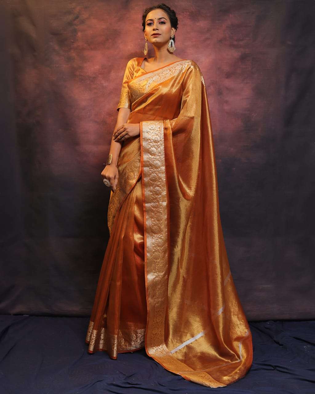 Premium Banarasi Soft Dual Tone Tissue Silk Saree