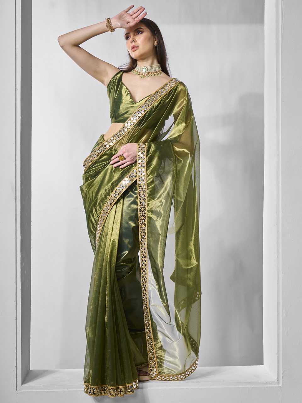 Party Wear Tissue Silk Net Saree