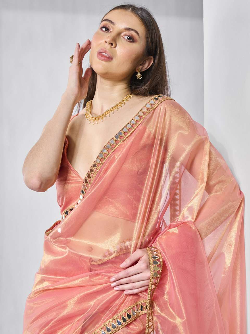 Party Wear Tissue Silk Net Saree