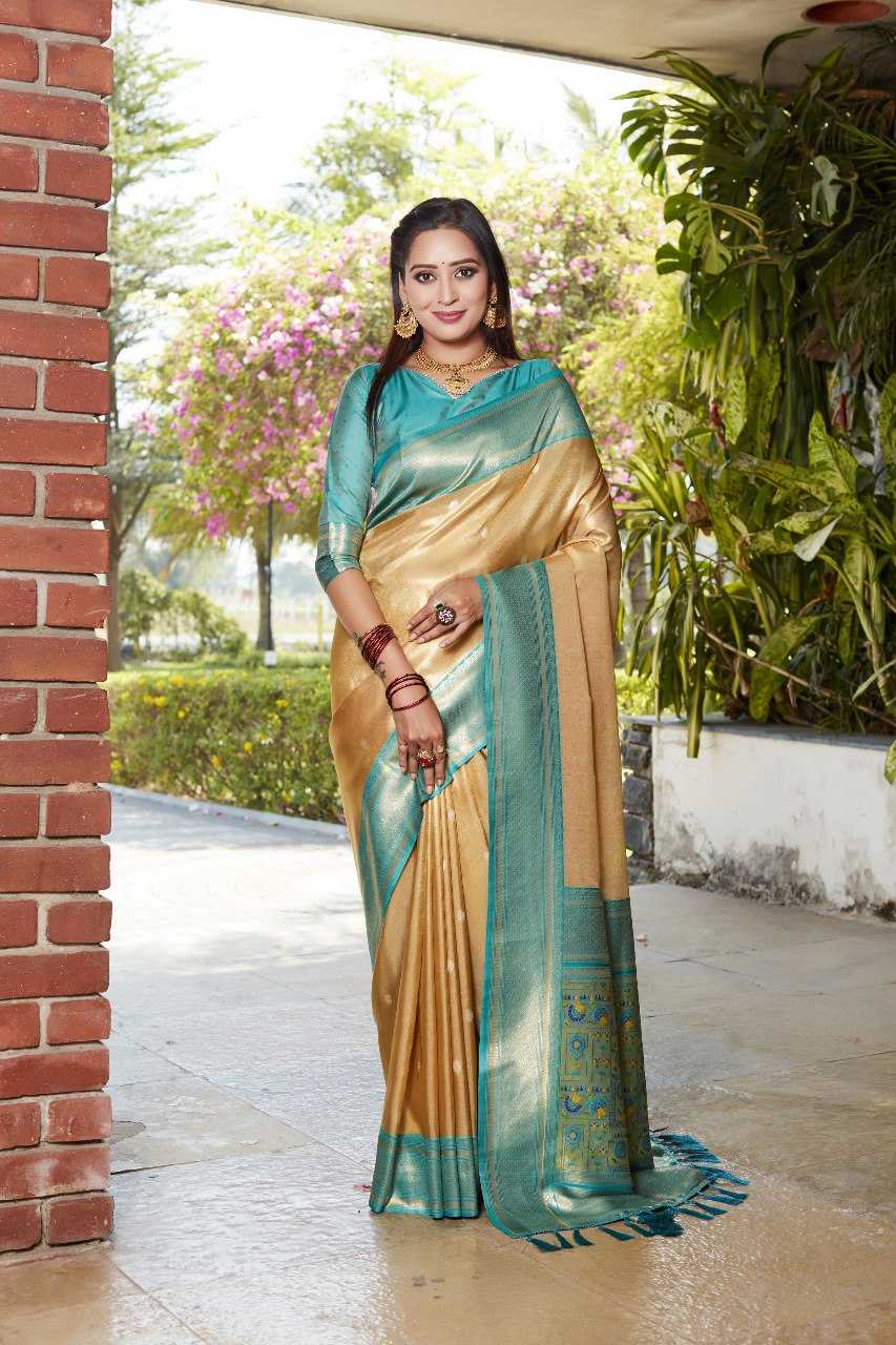 Soft Flowy Tissue Silk Saree With Weaving Butties