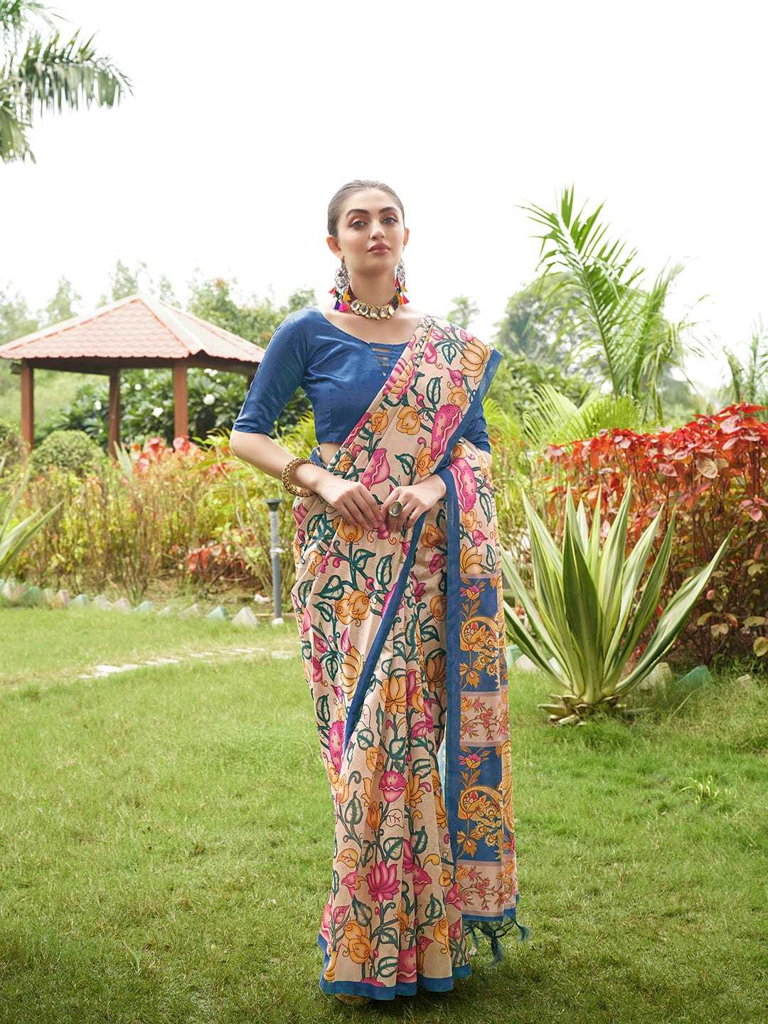 Soft Tussar Silk Saree With Kalamkari Prints