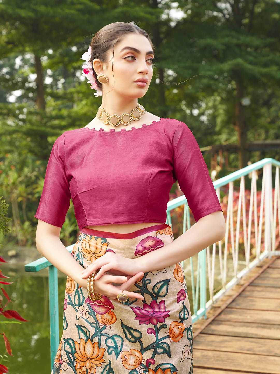Soft Tussar Silk Saree With Kalamkari Prints