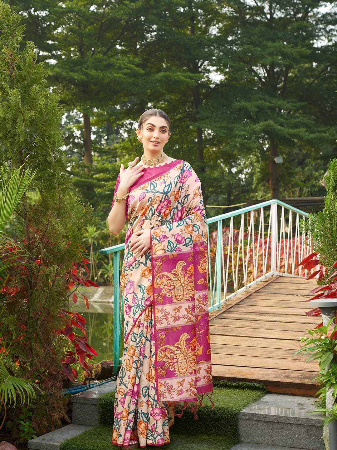 Soft Tussar Silk Saree With Kalamkari Prints