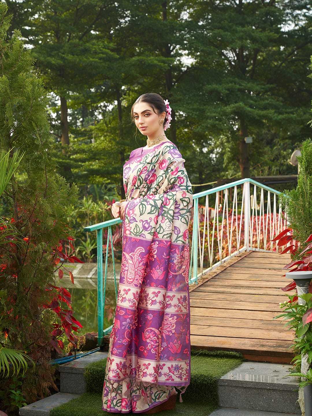 Soft Tussar Silk Saree With Kalamkari Prints