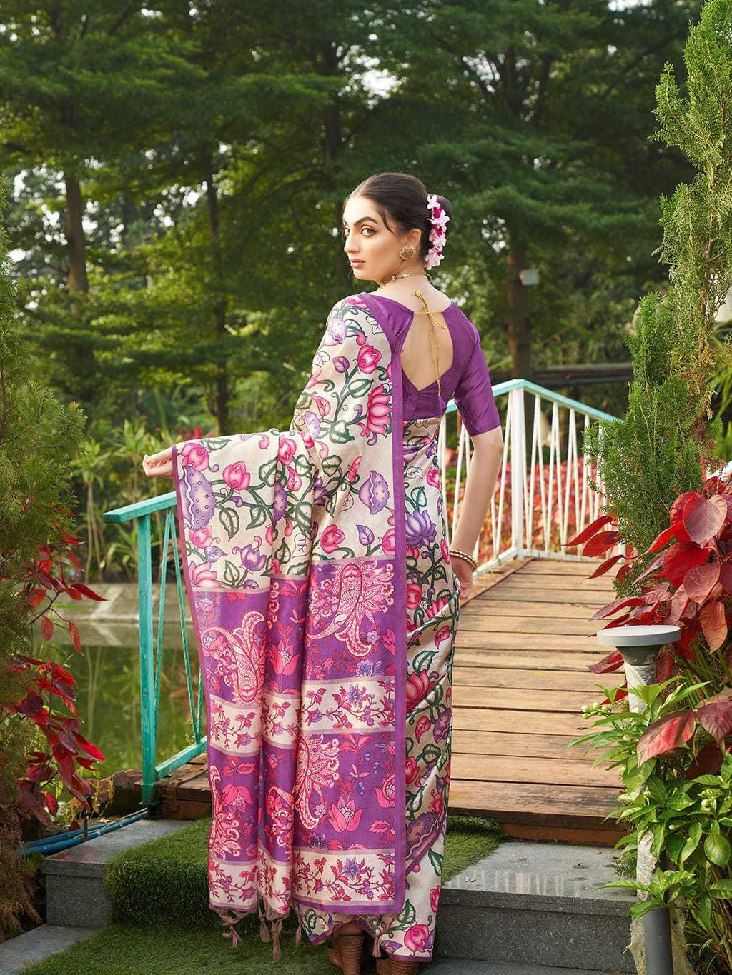 Soft Tussar Silk Saree With Kalamkari Prints