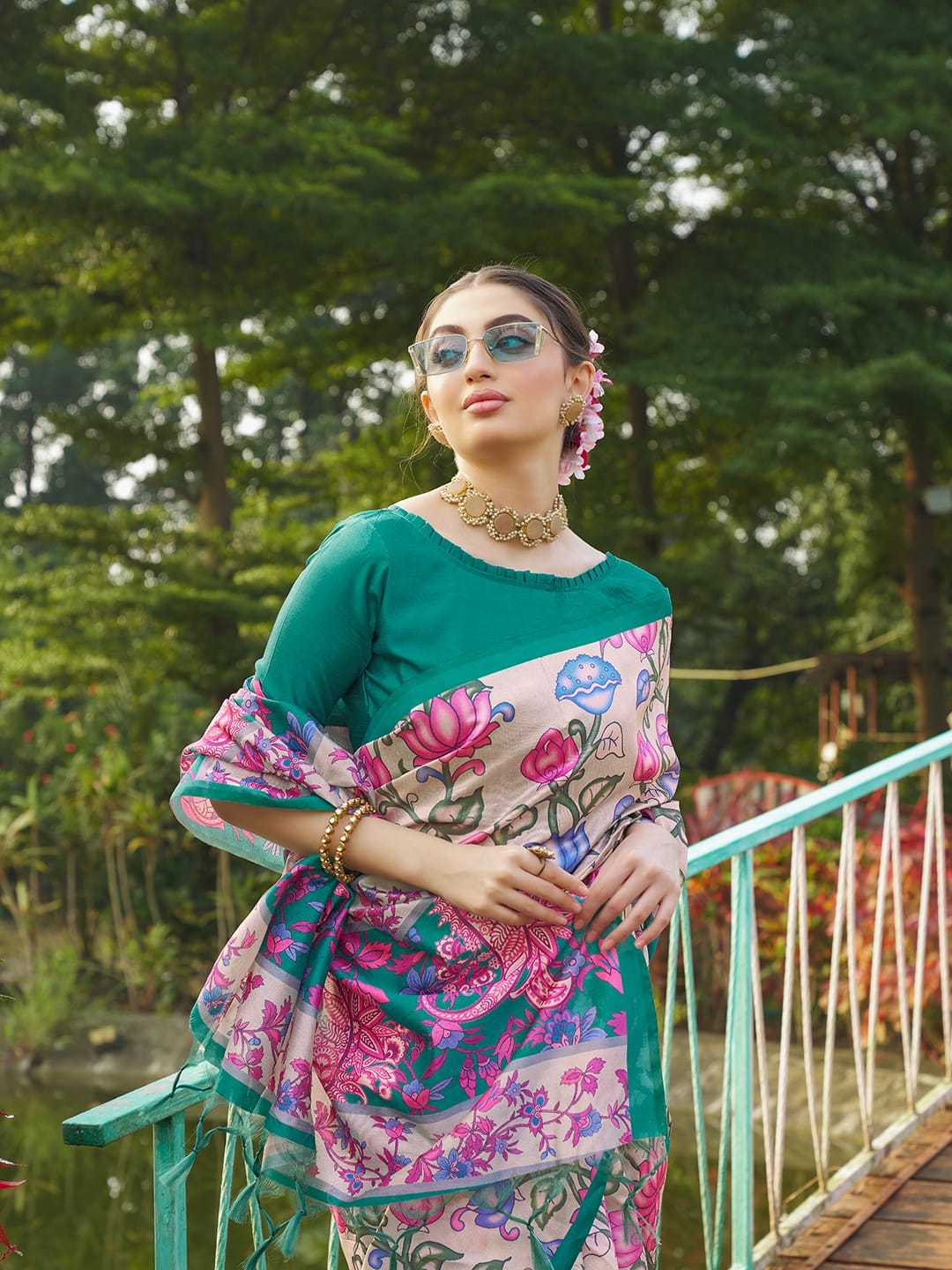 Soft Tussar Silk Saree With Kalamkari Prints