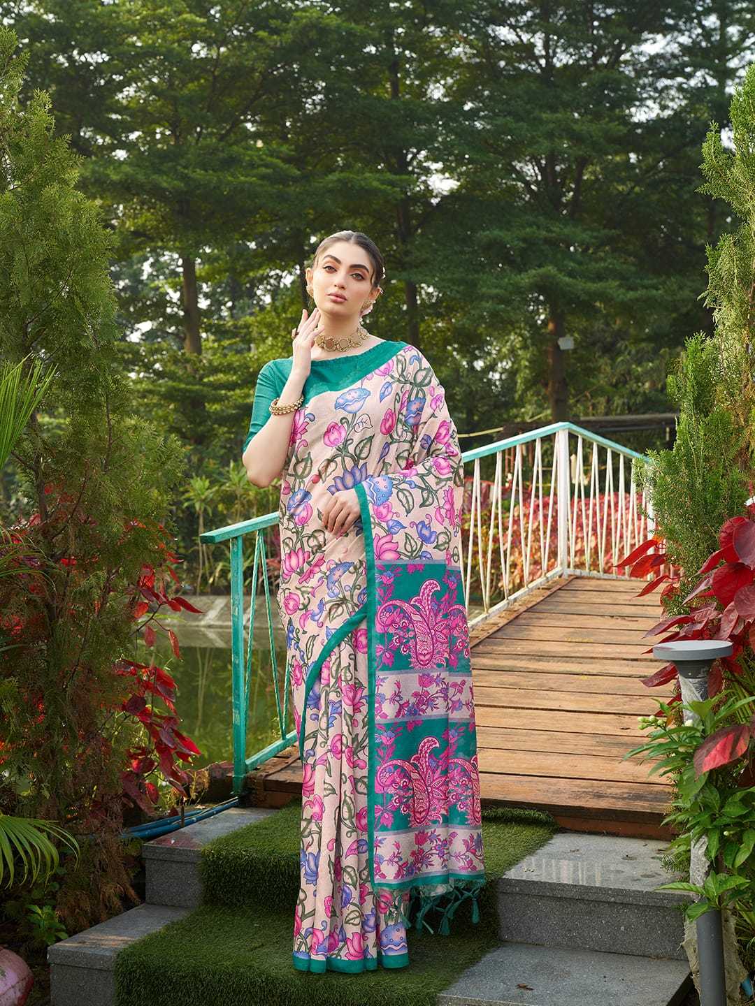 Soft Tussar Silk Saree With Kalamkari Prints