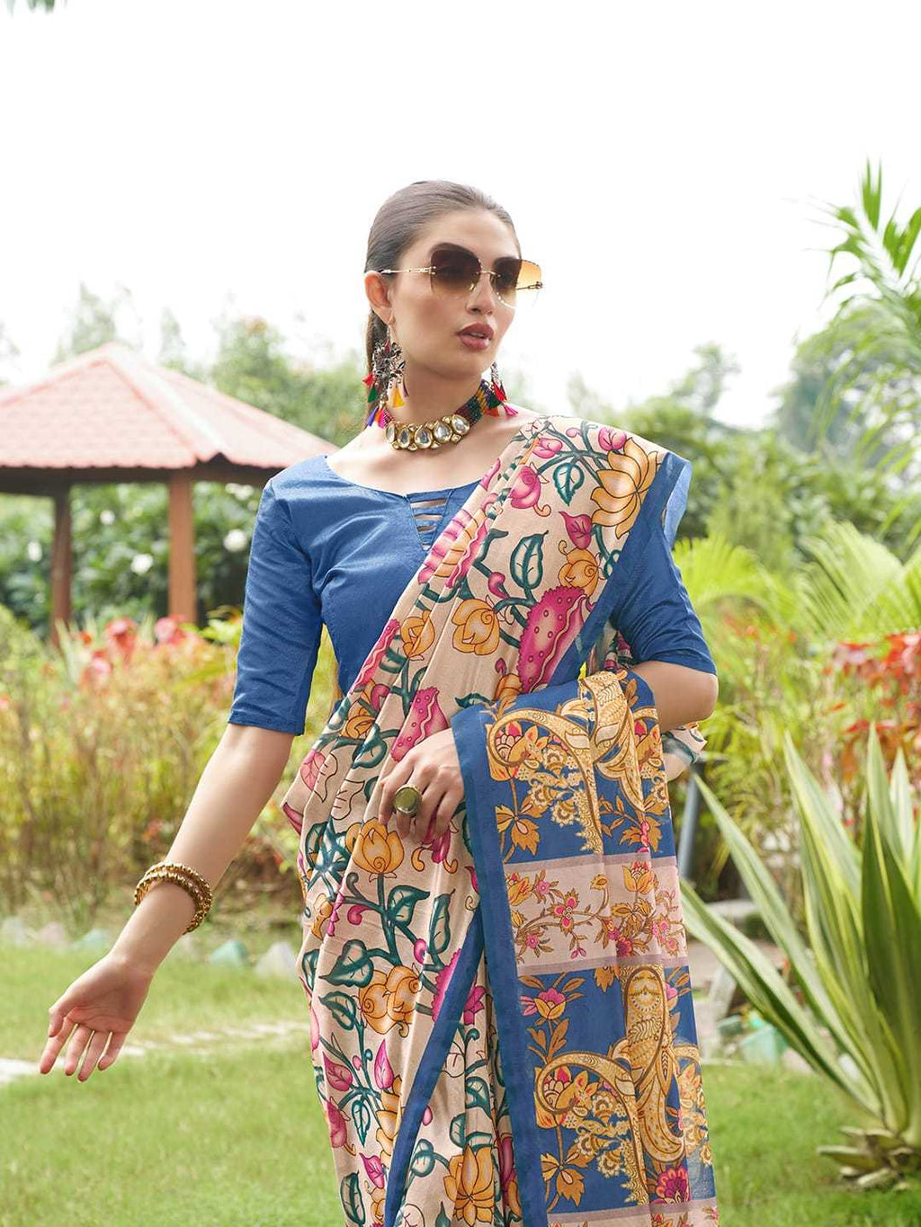 Soft Tussar Silk Saree With Kalamkari Prints