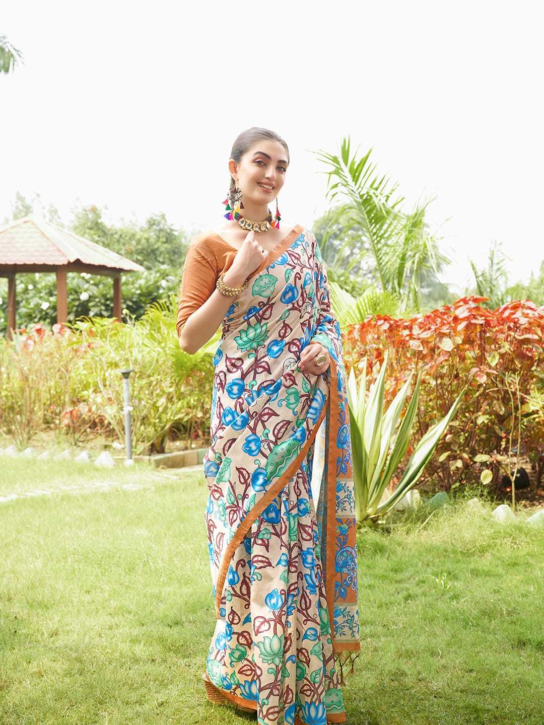 Soft Tussar Silk Saree With Kalamkari Prints